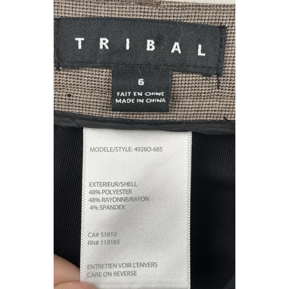 Tribal Women's Brown Stretch Pants Size 6 Core Office Workwear Minimalist